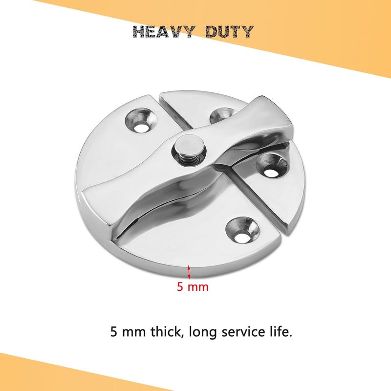 DIALESHU Heavy Duty Marine Boat Door Catch Latch 316 Stainless Steel, 2.32" (59 mm) Hatch Round Turn Button Twist Catch Latch with Screws(2-Pack) - Image 3